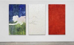 Pier Paolo Calzolari, Untitled, 2020, salt, pastels a l’ecu, oil pastels, tempera grassa, graphite, individual panels: 180 x 90 x 6 cm. Ph courtesy Marianne Boesky, New York